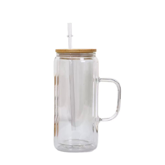 20oz GLASS SNOWGLOBE TUMBLER WITH HANDLE