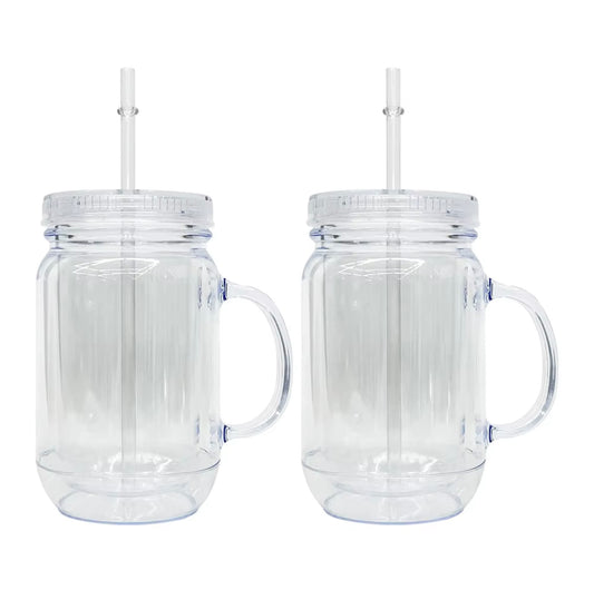 20oz ACRYLIC MASON JAR SNOWGLOBE TUMBLER